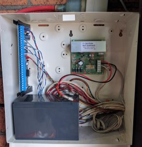 Battery backed-up alarm control panel